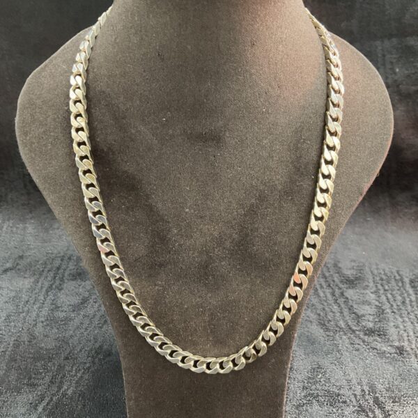 Heavy 925 silver curb chain necklace, polished and substantial.