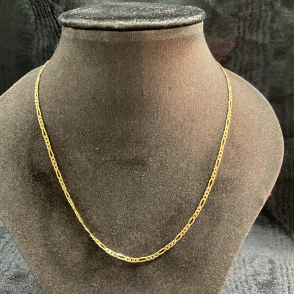 9ct gold Figaro chain necklace, classic jewellery design.