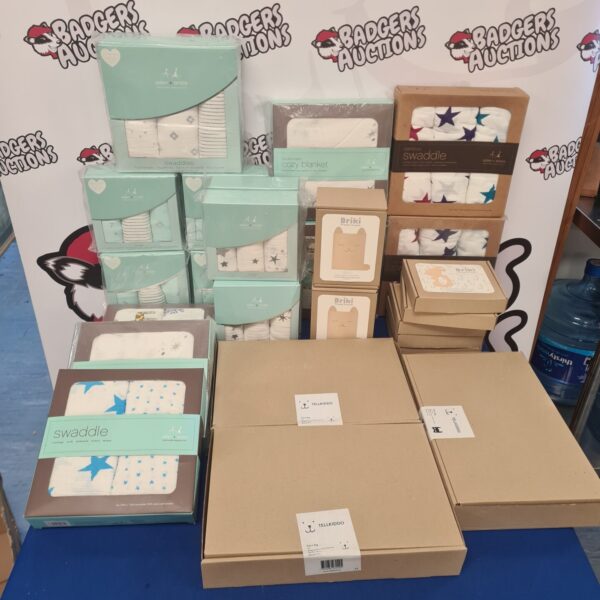 New aden + anais swaddles and briki accessories in a mixed lot.