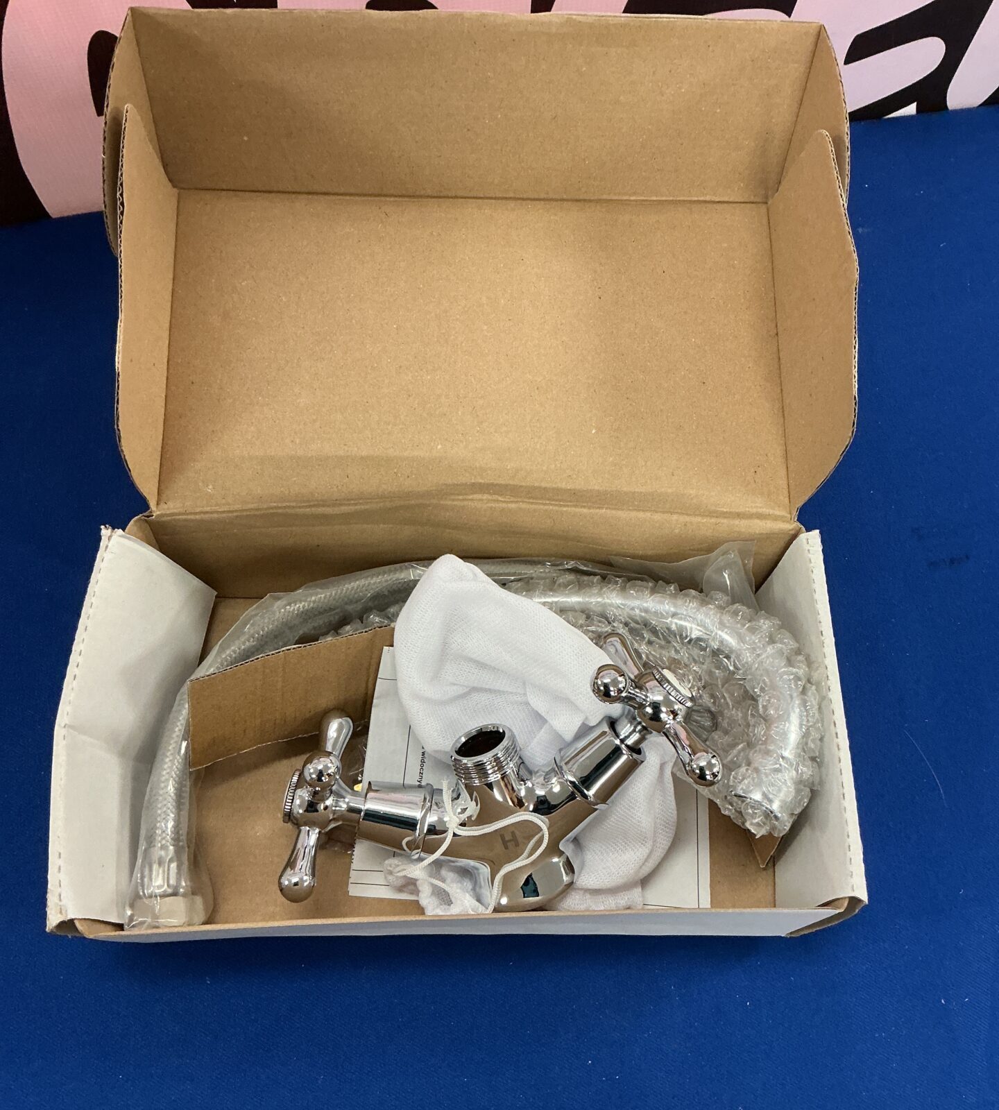 Vintage AES mixer tap set in original packaging.