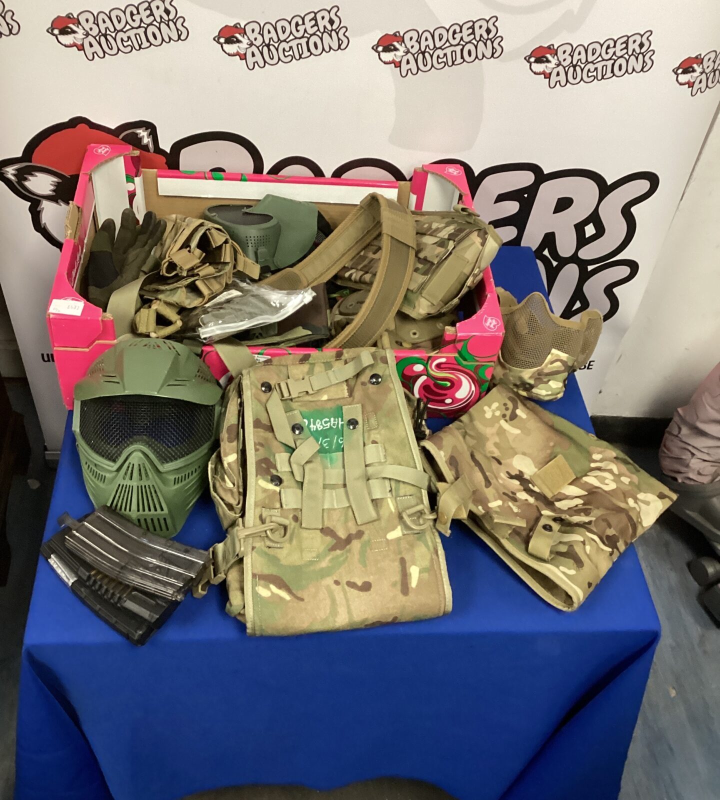 Used airsoft padding and accessories lot for tactical gear.