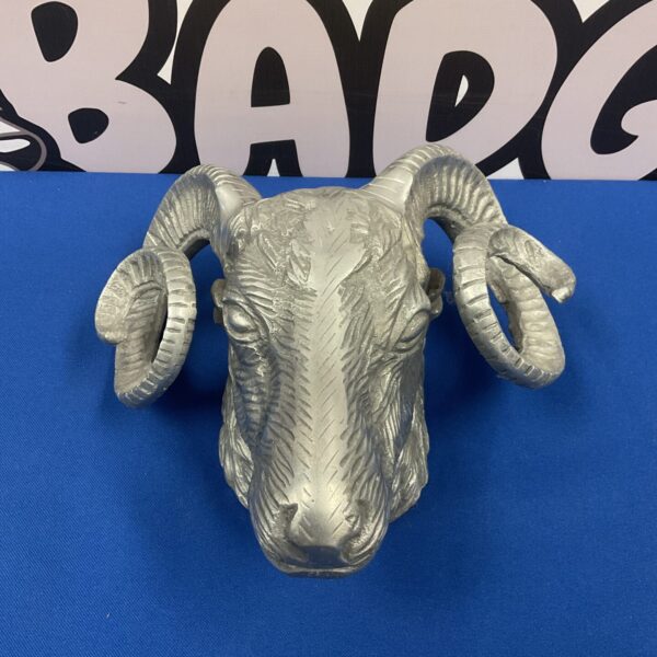 Vintage aluminium rams head bust sculpture for collectors.