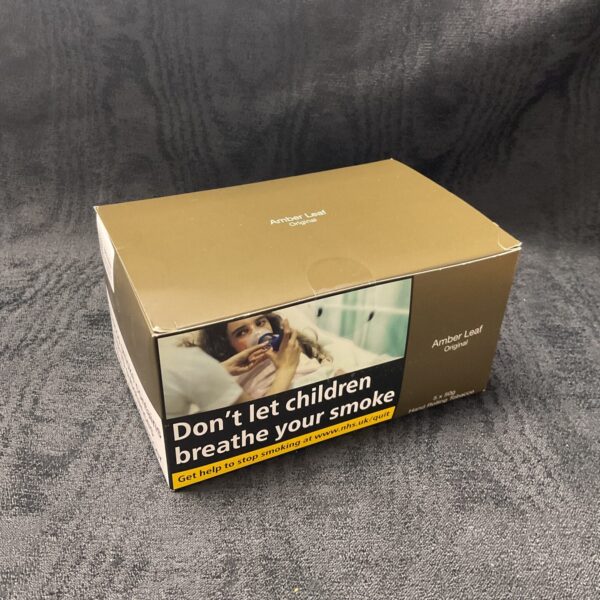 Five sealed pouches of Amber Leaf Original rolling tobacco.