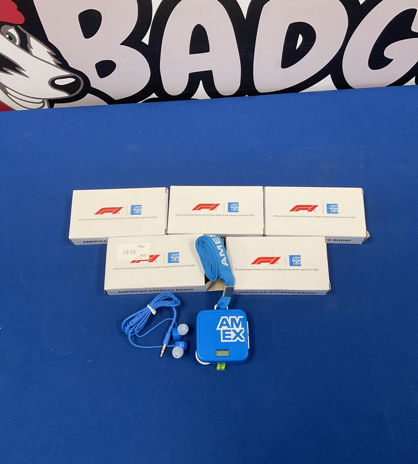 Lot of five American Express F1 radios in original packaging.