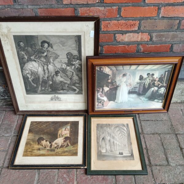 Dramatic antique print depicting a historical scene with figures.