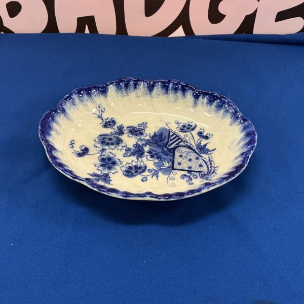 Antique Richmond blue and white porcelain dish with floral design.