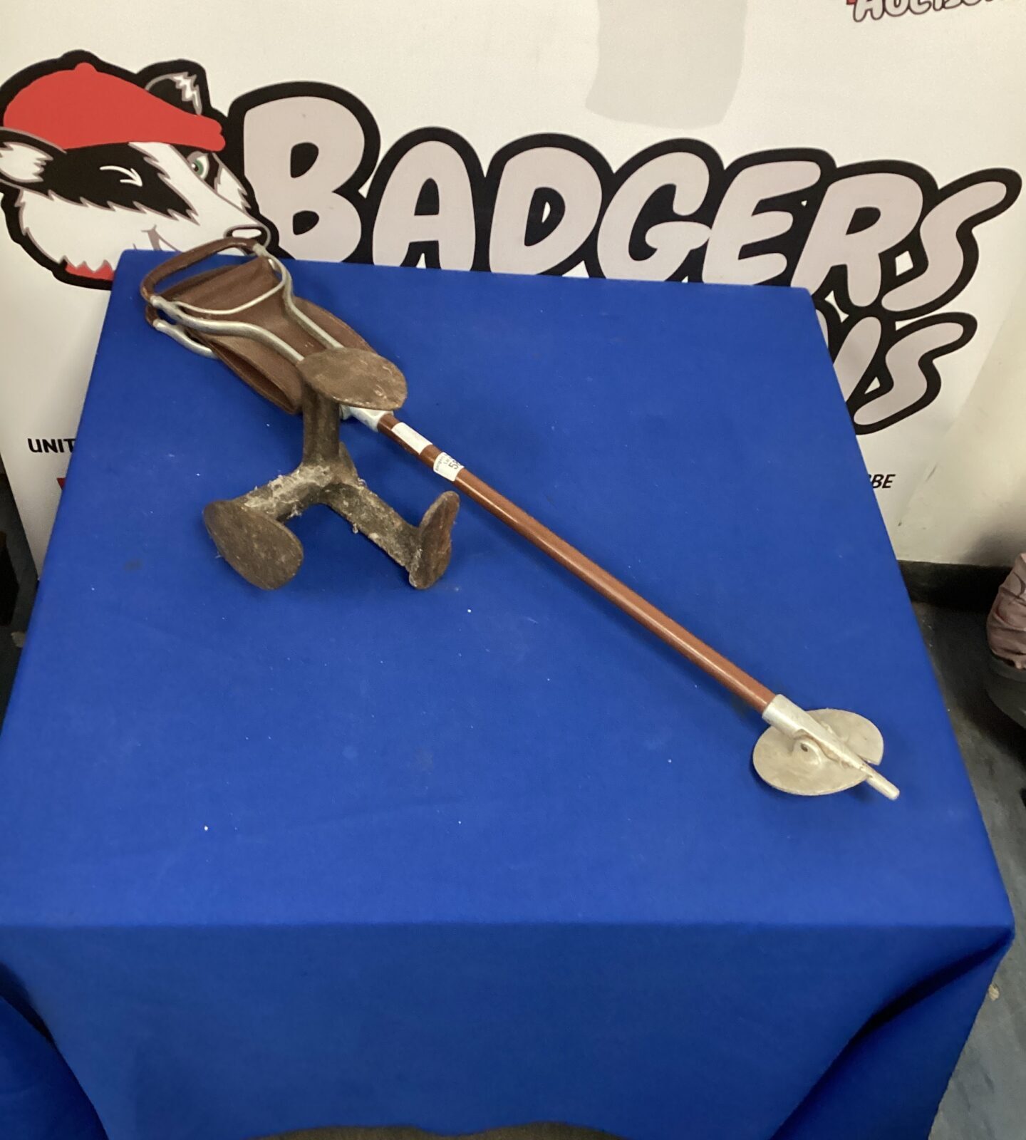 Antique wooden shooting stick with show last for hunting or livestock.