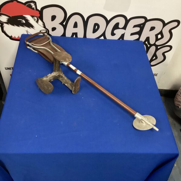 Antique wooden shooting stick with show last for hunting or livestock.