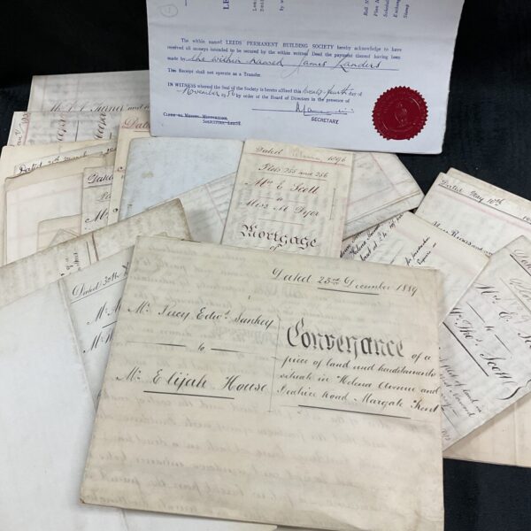 Antique lot of wills and conveyances, historical legal documents