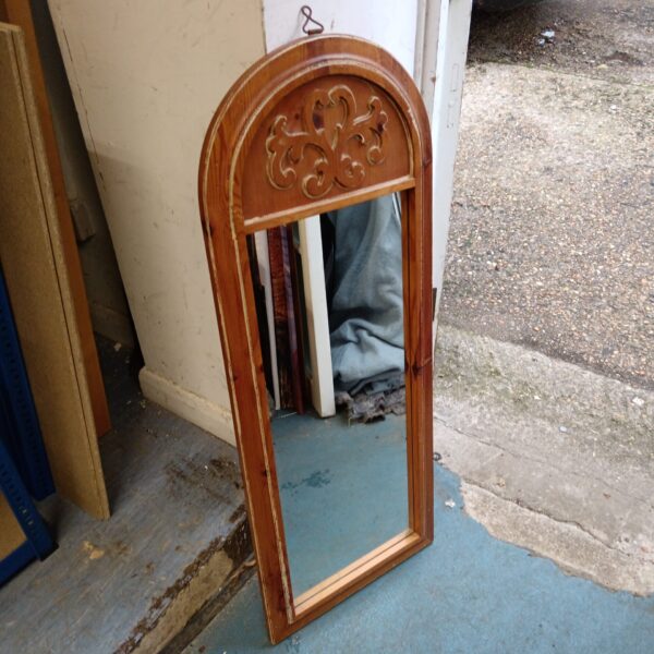 Vintage Art Nouveau mirror with pine frame.