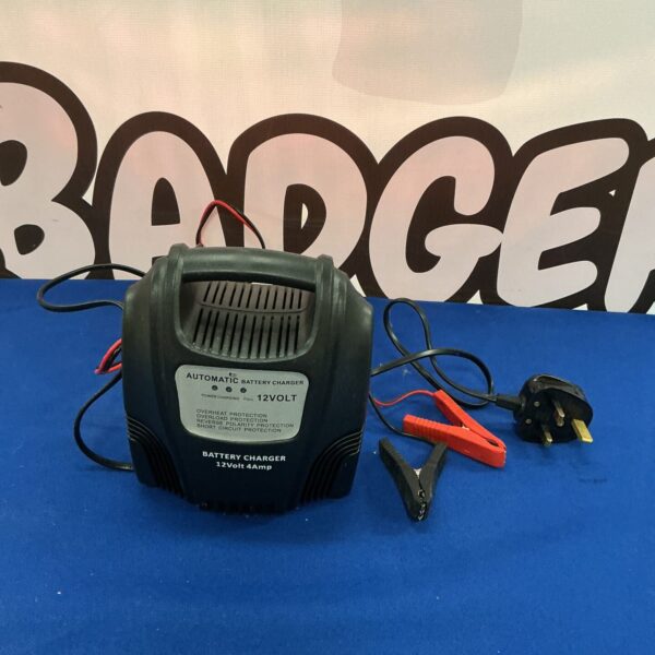 Used 12V automatic battery charger for vehicle maintenance.
