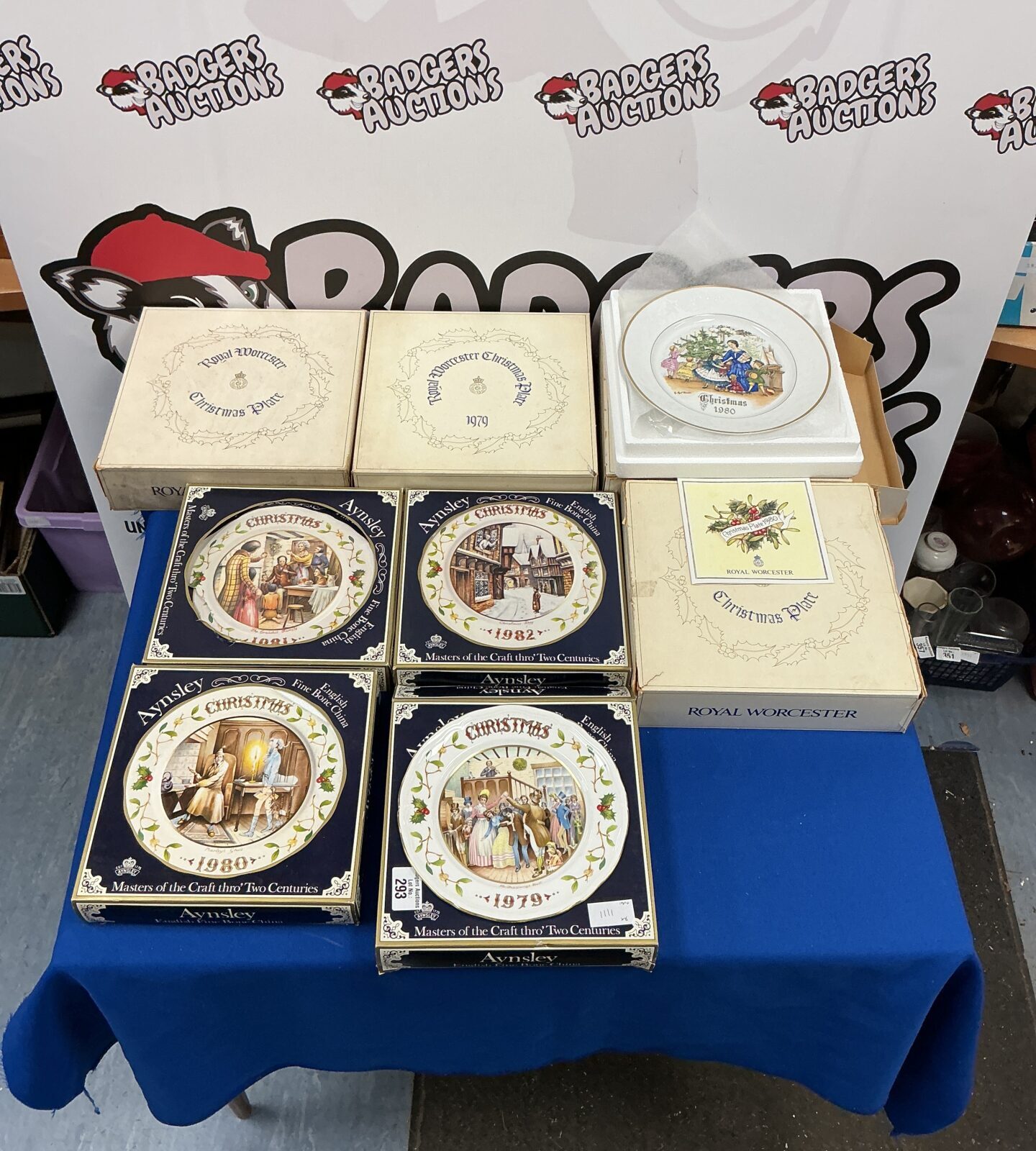 Collection of Aynsley and Royal Worcester Christmas collectible plates.