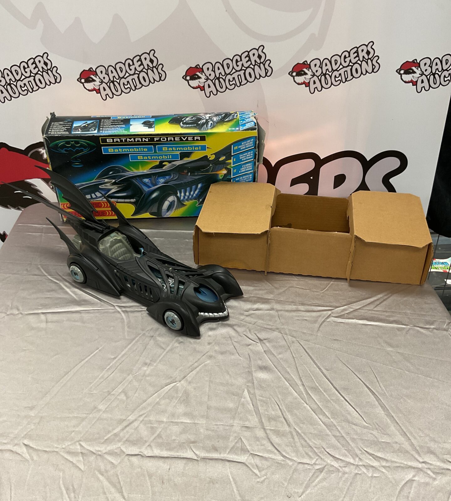 Vintage 1995 Kenner Batman Forever Batmobile in original box.