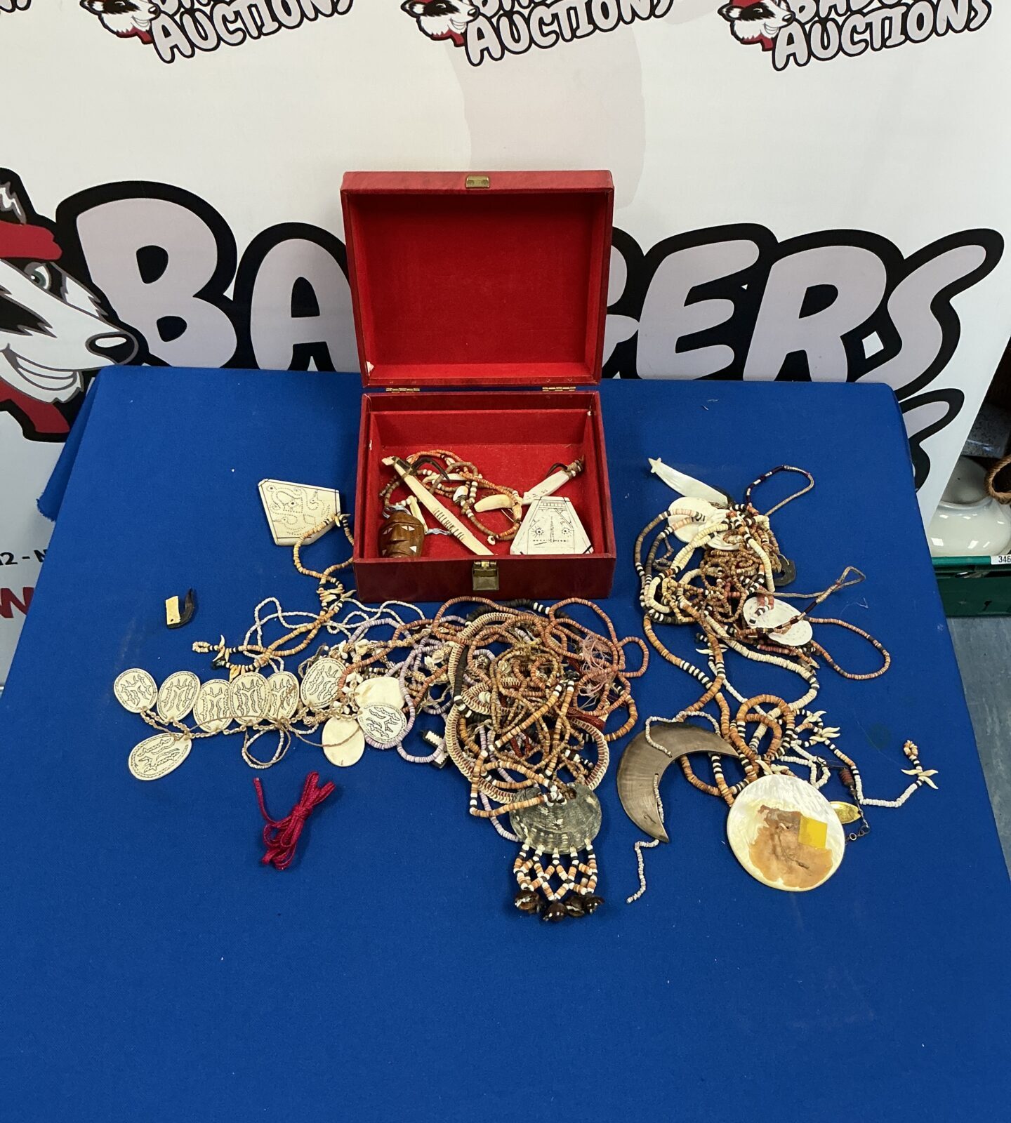 Colourful lot of beaded and shell necklaces for vintage style.