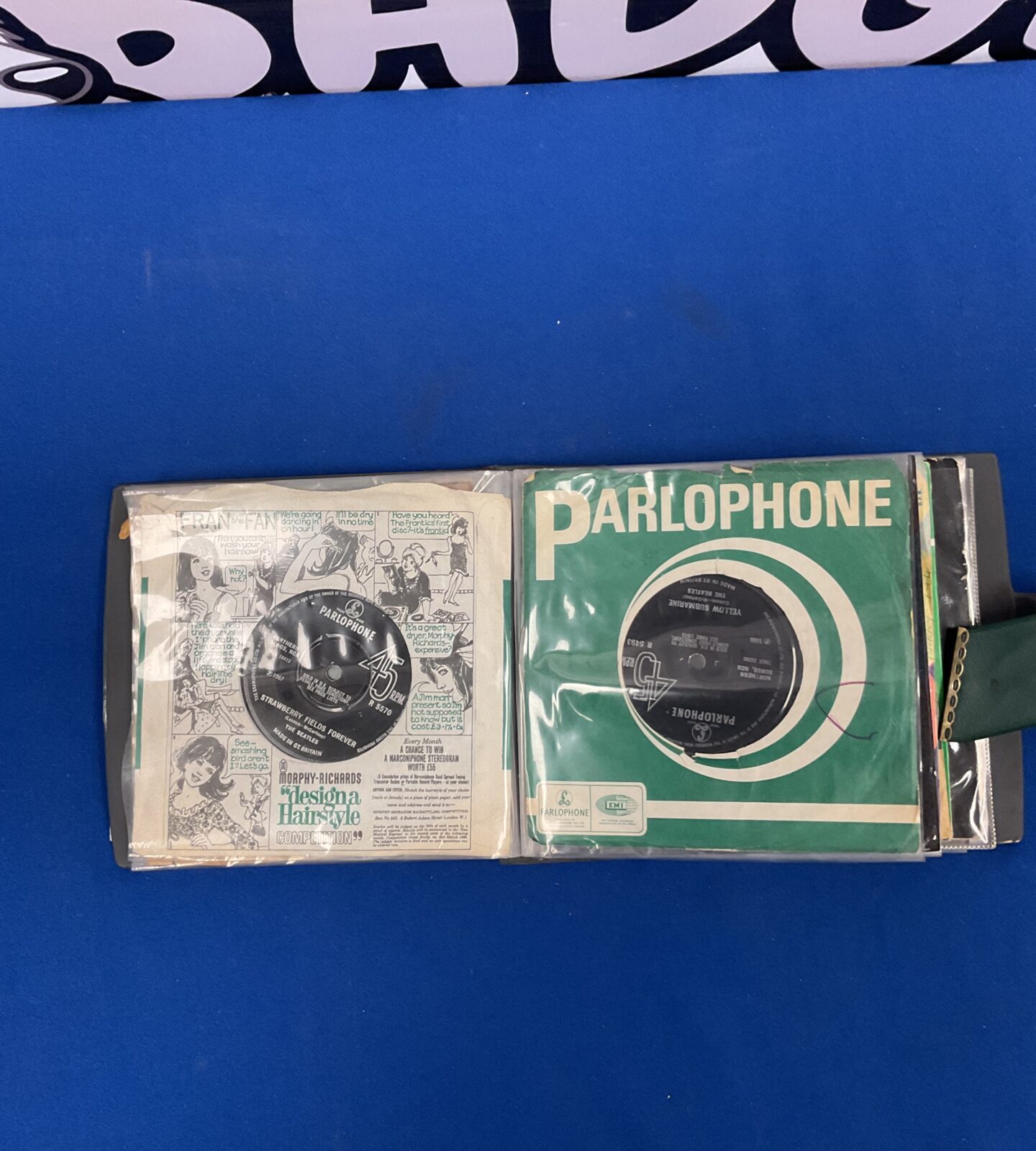 Edge of a vintage Beatles single sleeve.