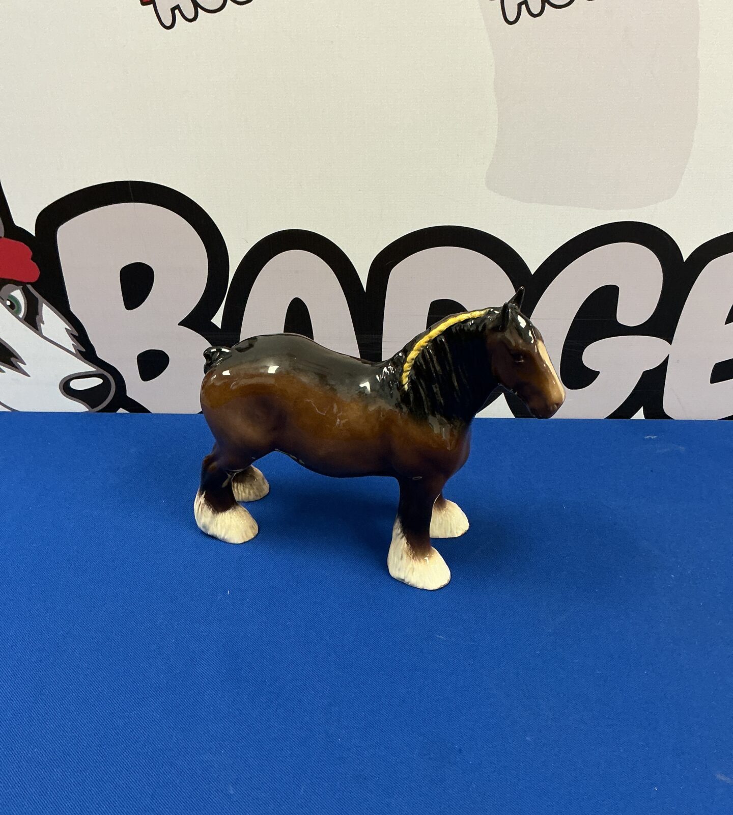 Vintage Beswick Shire Horse figurine in detailed ceramic.
