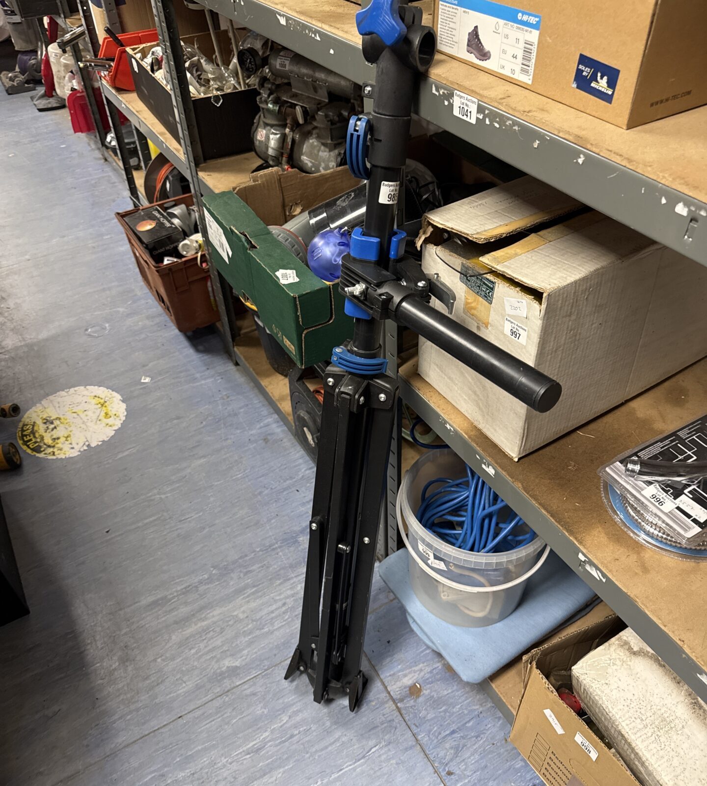 Folding bicycle repair stand for easy bike maintenance and repairs.