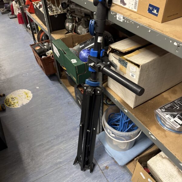 Folding bicycle repair stand for easy bike maintenance and repairs.