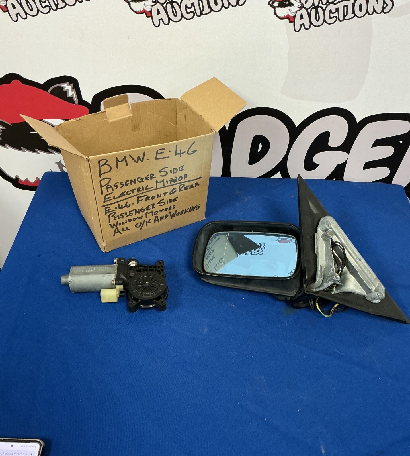 Used BMW E46 passenger side electric mirror for sale.