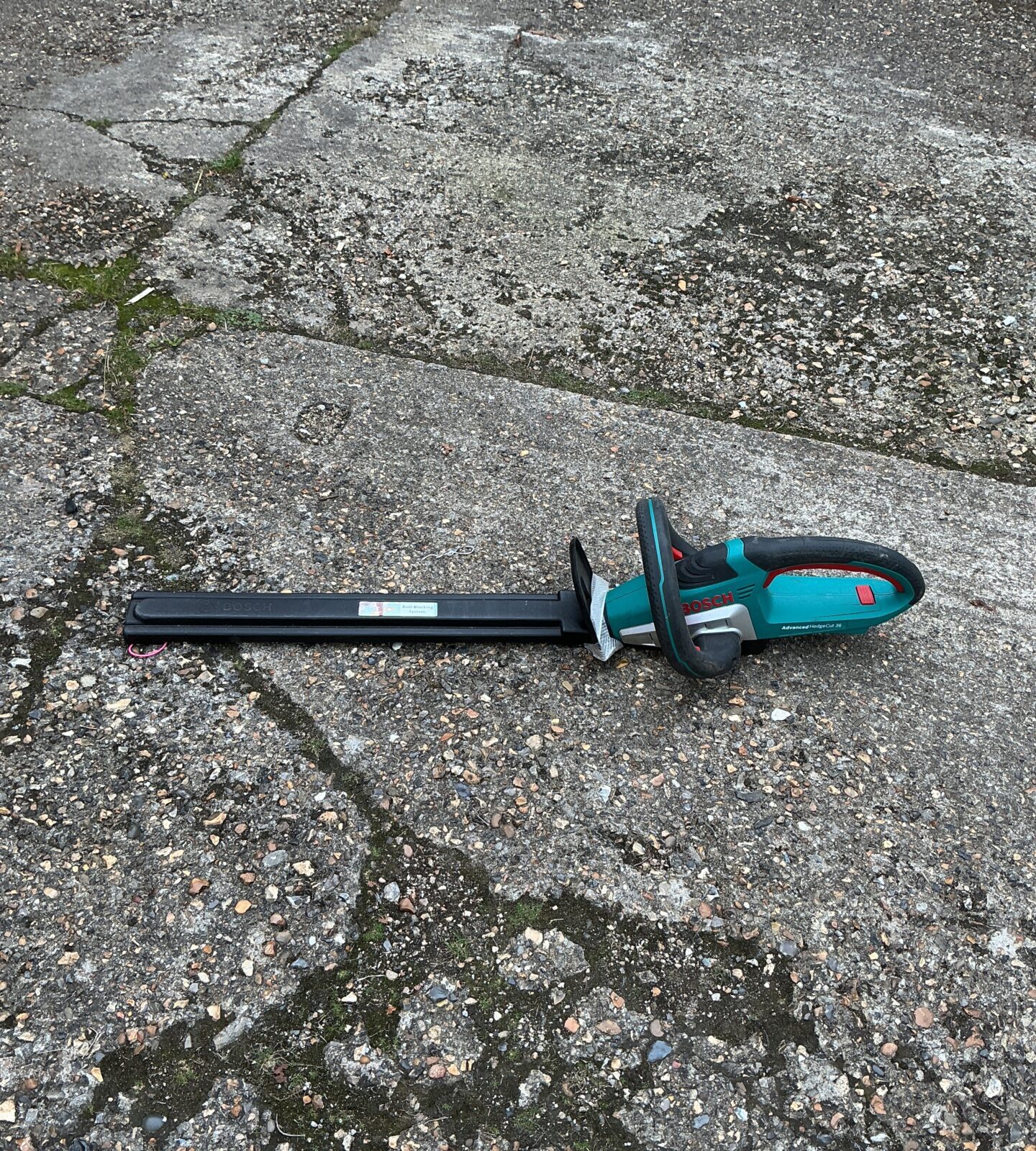 Bosch cordless hedge cutter AHS 4816 for garden trimming.