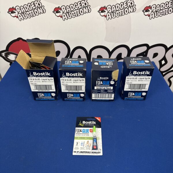 Four boxes of unopened Bostik Fix & Glue superglue adhesive.
