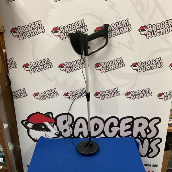 Front view of a used Bounty Hunter metal detector.