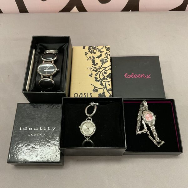 Boxed ladies watch lot including oasis and identity brands.
