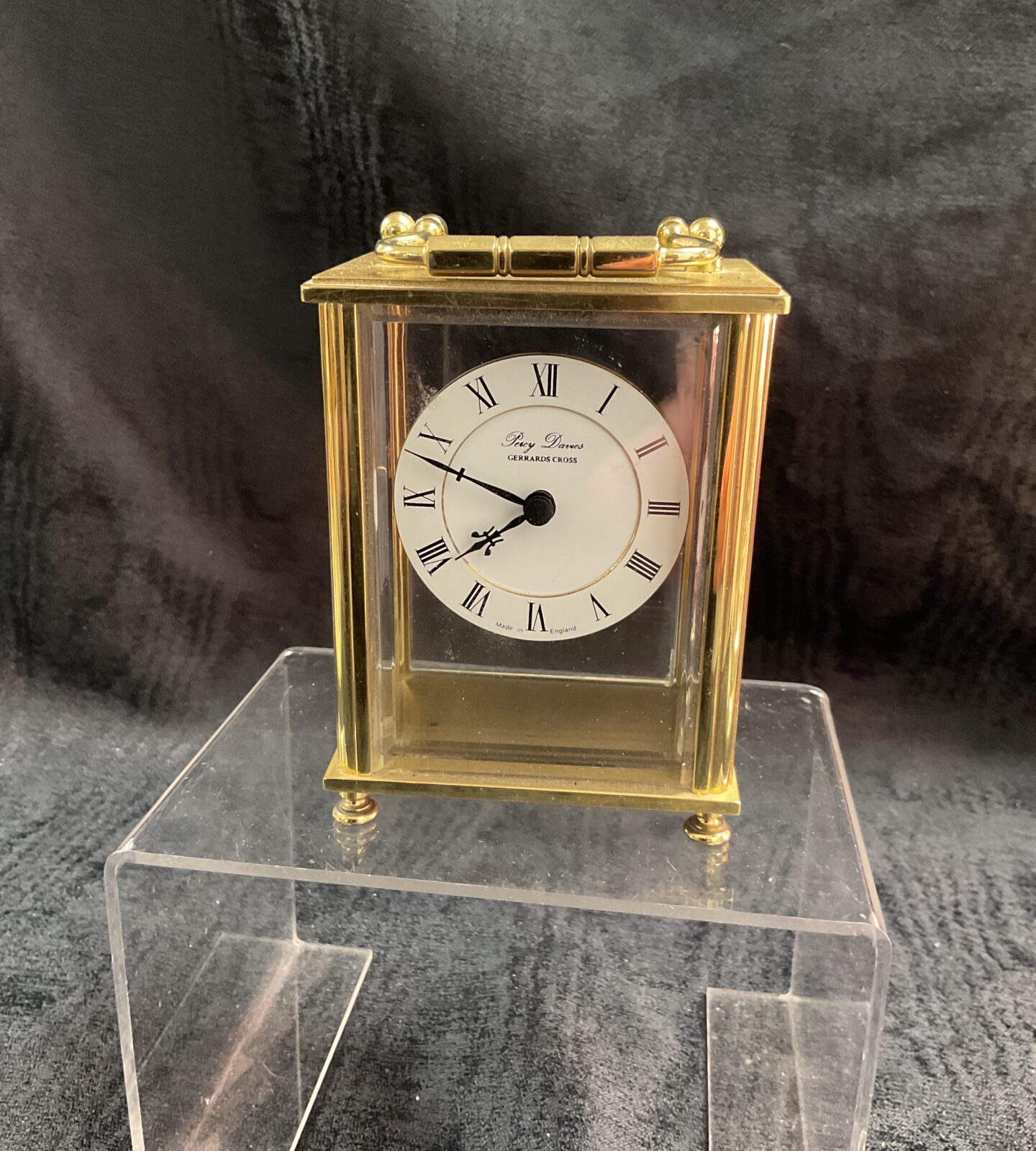 Antique brass carriage clock by Percy Davies, Gerrards Cross.