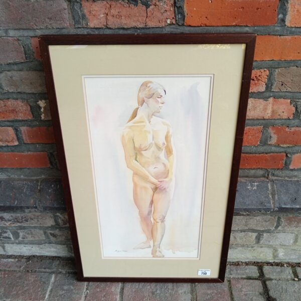 Delicate watercolour painting of a nude female by Bridget Wood.