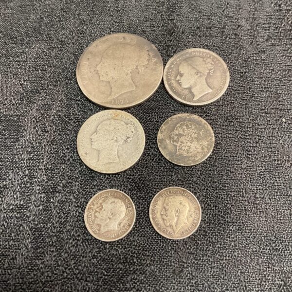 Circulated British silver coins lot, pre-1967, for collectors.