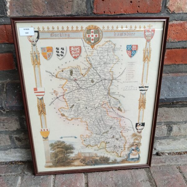 Antique map of Buckinghamshire, detailed county topography, 18th/19th century.