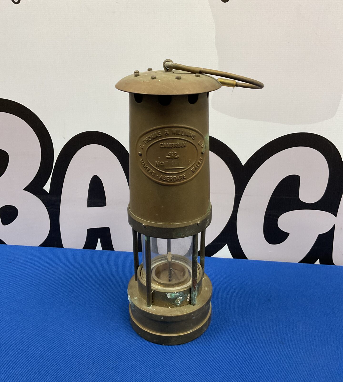 Antique Cambrian Miners Lamp by E Thomas & Williams, a classic mining safety lamp.