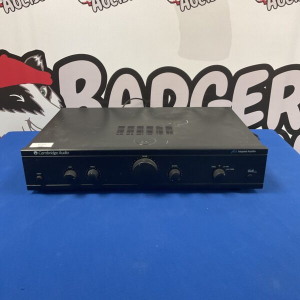 Front view of a vintage Cambridge Audio amplifier.