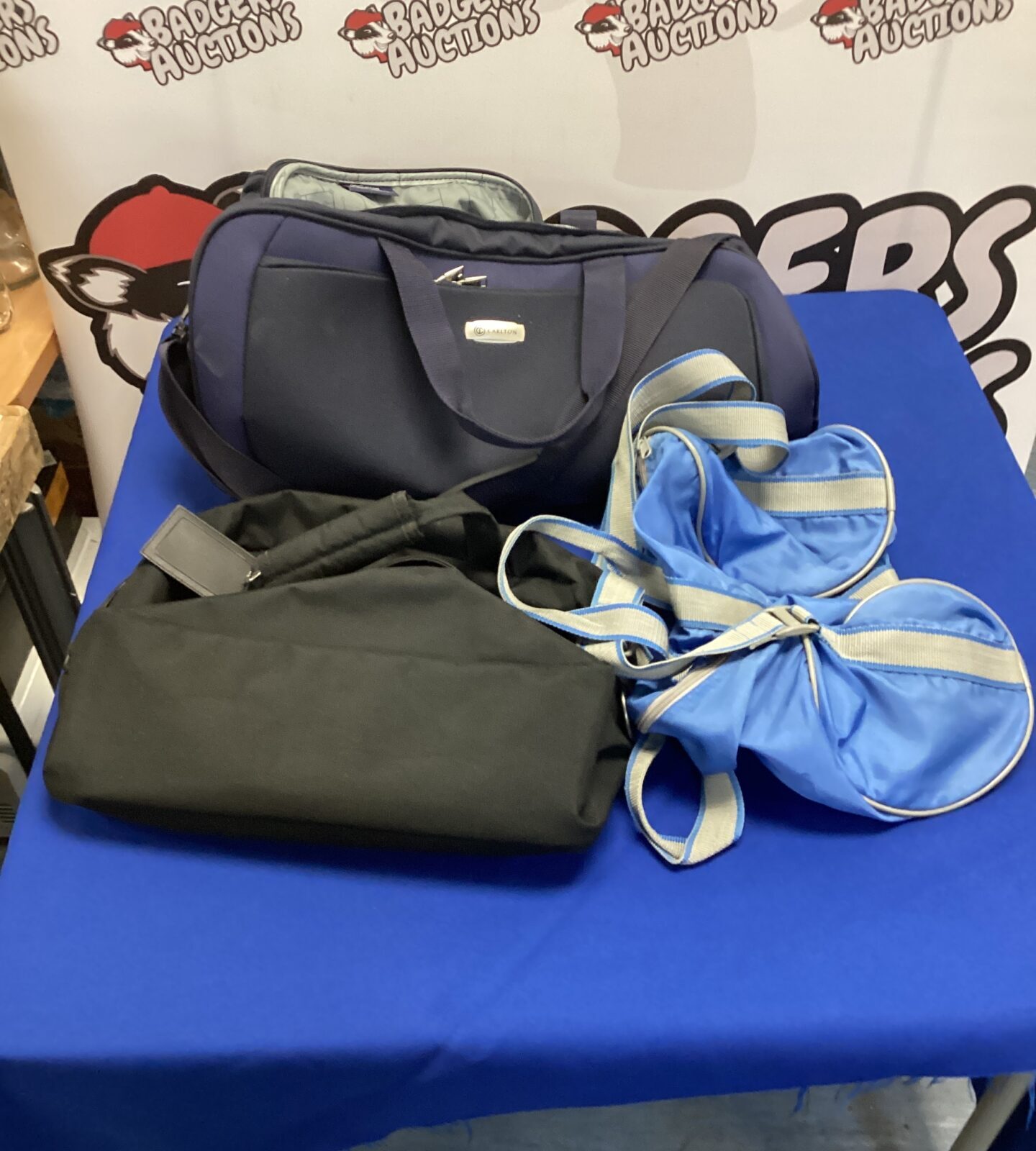 Carlton wheeled bag set with extendable handle and two smaller bags.