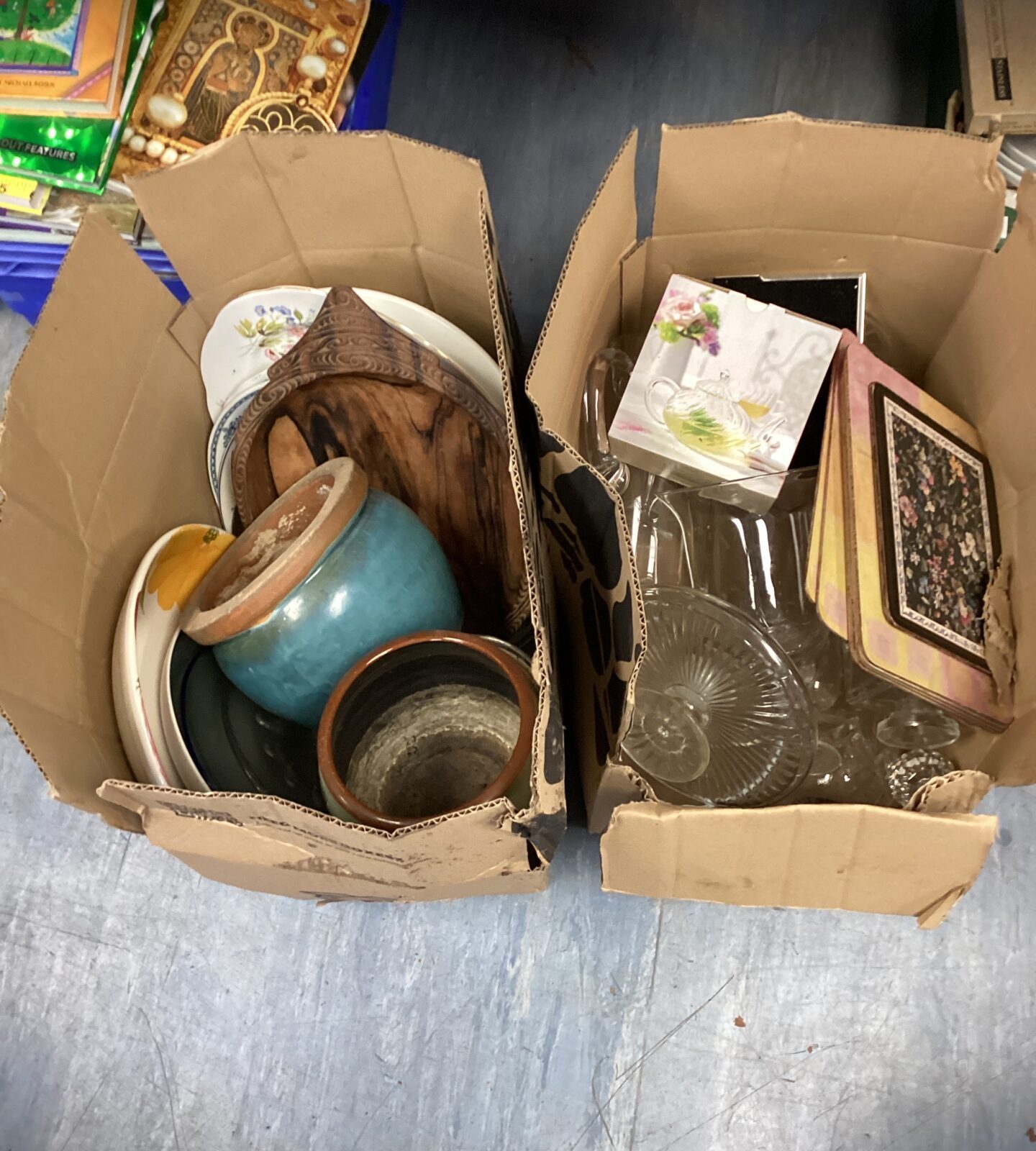 Mixed lot of vintage ceramic planters and dinnerware for garden or home.