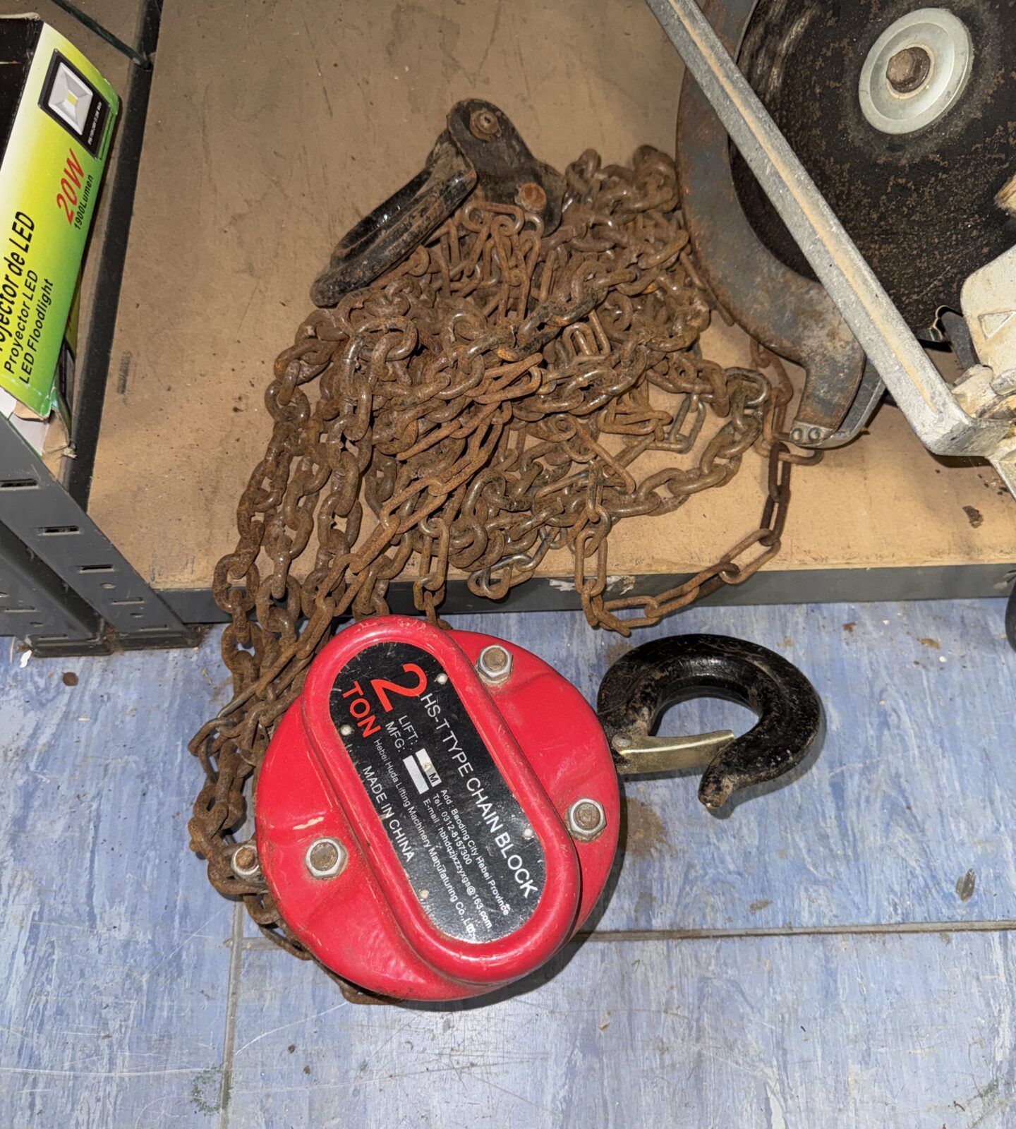 Used 2 ton chain block hoist for lifting heavy loads.