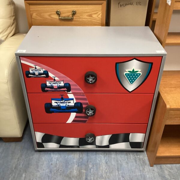 Cilek F1 themed chest of drawers for kids bedroom storage.
