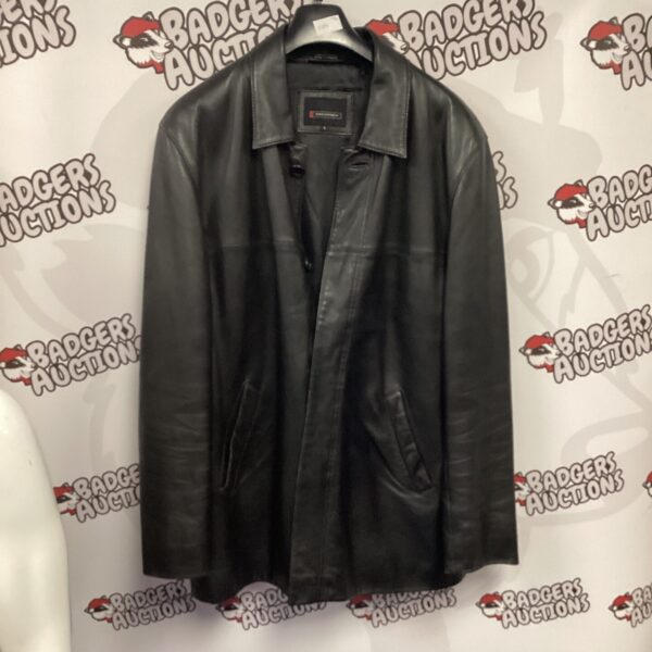 Black Ciro Citterio leather jacket size L, stylish designer menswear.
