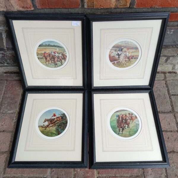 Set of four limited edition Claire Eva Burton horse racing prints.