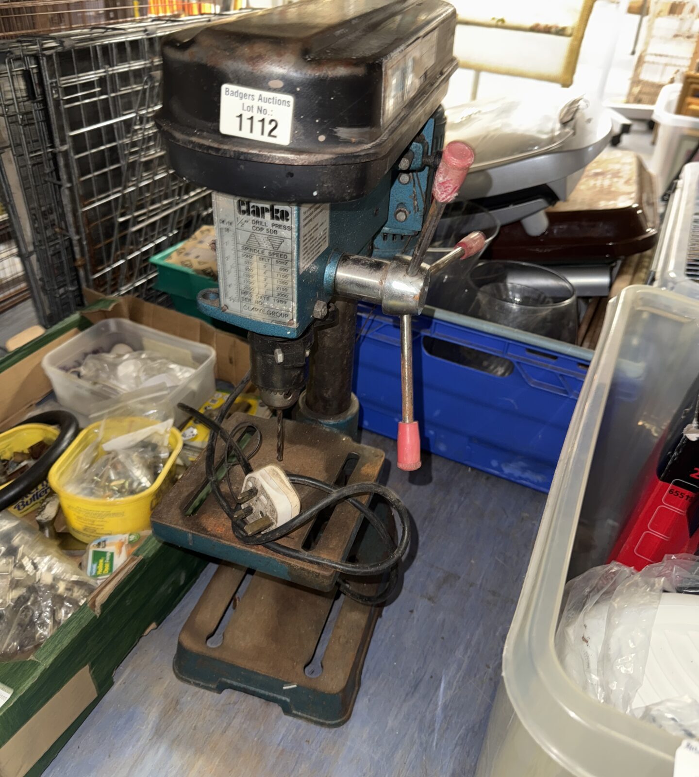 Working Clarke drill press for metalworking and DIY projects.
