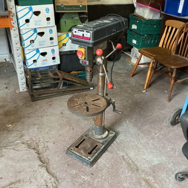 Clarke Metal Worker pillar drill in a workshop setting.