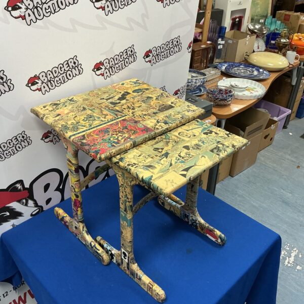 Vintage comic hero nest of tables in a retro style.