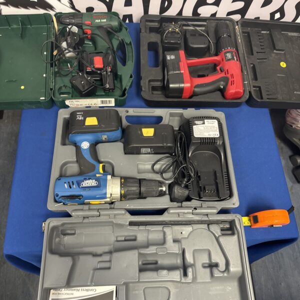 Untested cordless drill lot including Bosch and Draper tools.