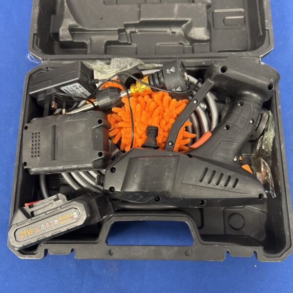 Untested cordless electric pressure washer in a carry case.
