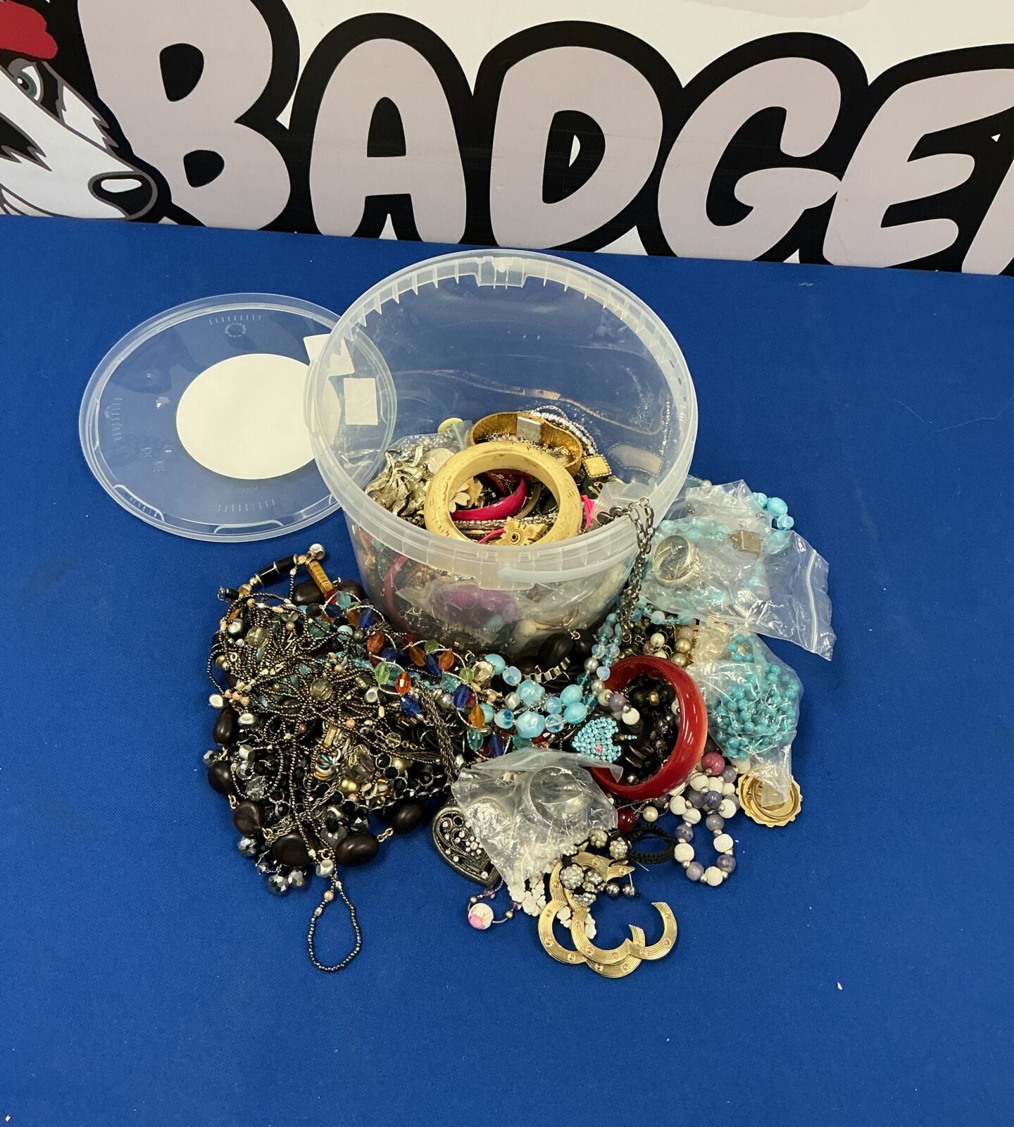 Assorted costume jewellery lot with necklaces and bracelets.