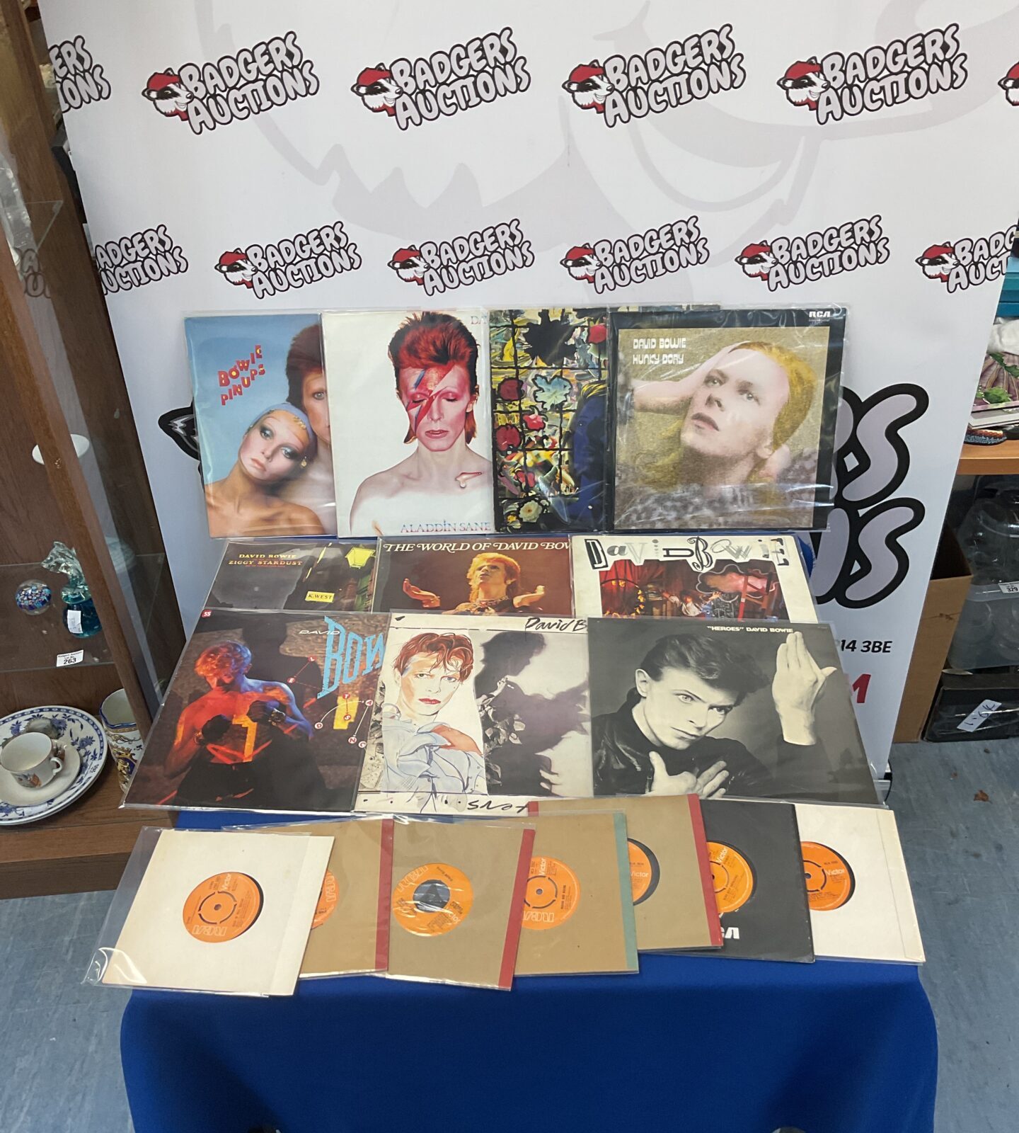 David Bowie vinyl record collection, including LPs and singles.