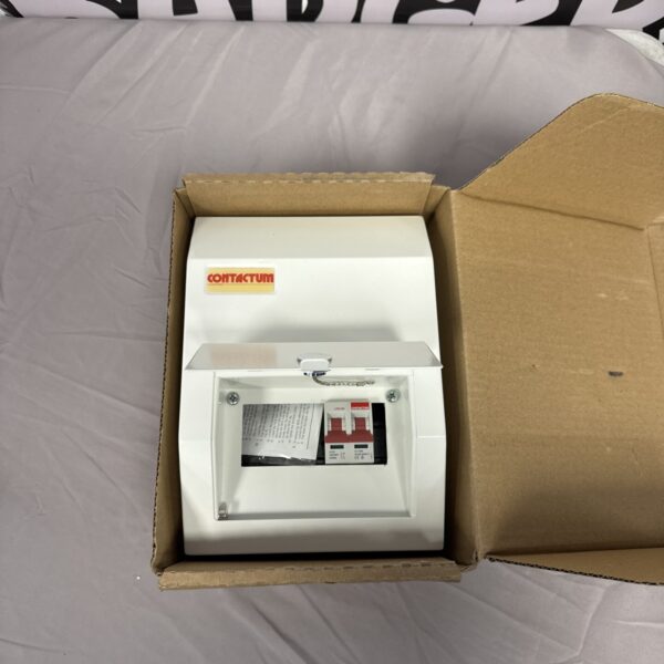 Defender contactum consumer unit, electrical box in unused condition.