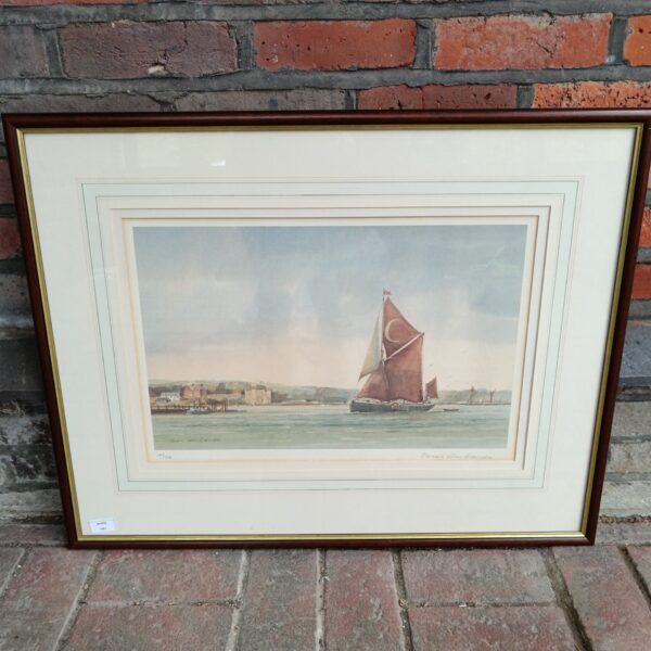 Signed limited edition print of a Turkish yacht by Dennis John Hanceri.
