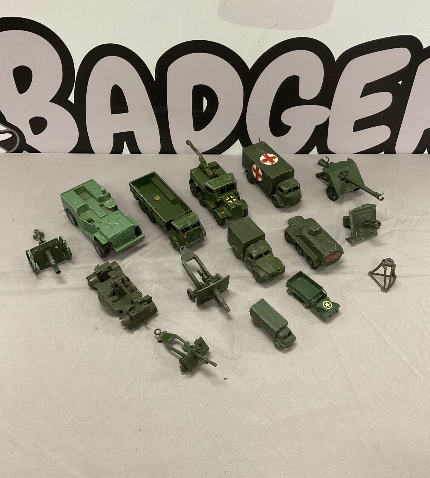 Vintage Dinky military diecast collection of toy vehicles.