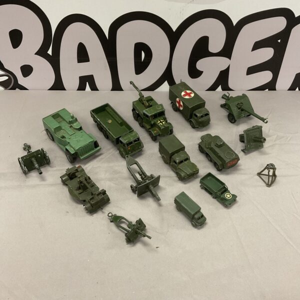 Vintage Dinky military diecast collection of toy vehicles.